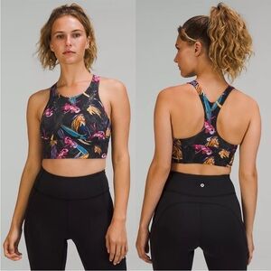 Lululemon Wunder Train Longline Bra Medium Support 4 Veiled Floral Black Multi